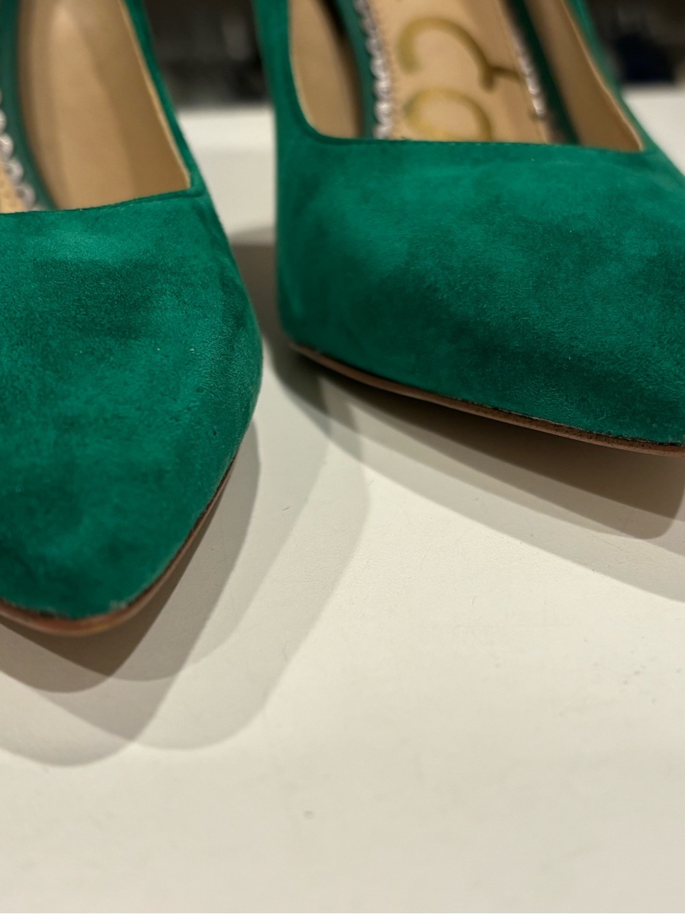 Sam Edelman Hazel Pointed Toe Heels Suede Emerald Green RARE Womens 8.5 Holidays - Picture 12 of 15